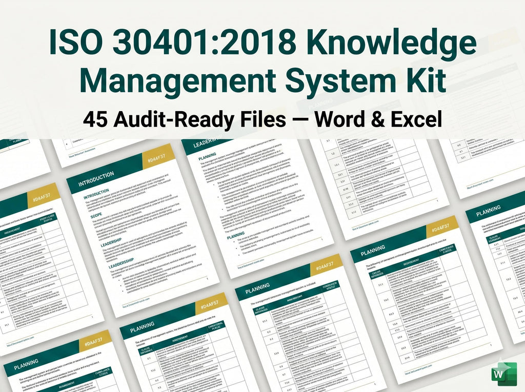 ISO 30401:2018 Knowledge Management Full Pack System Documents