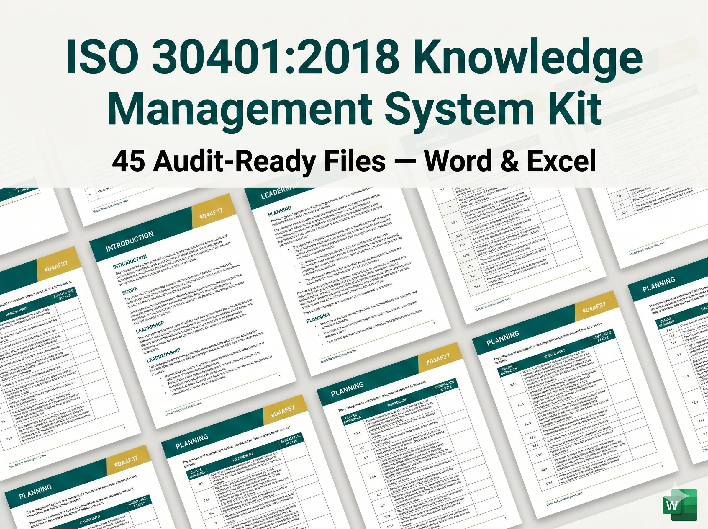 ISO 30401:2018 Knowledge Management Full Pack System Documents