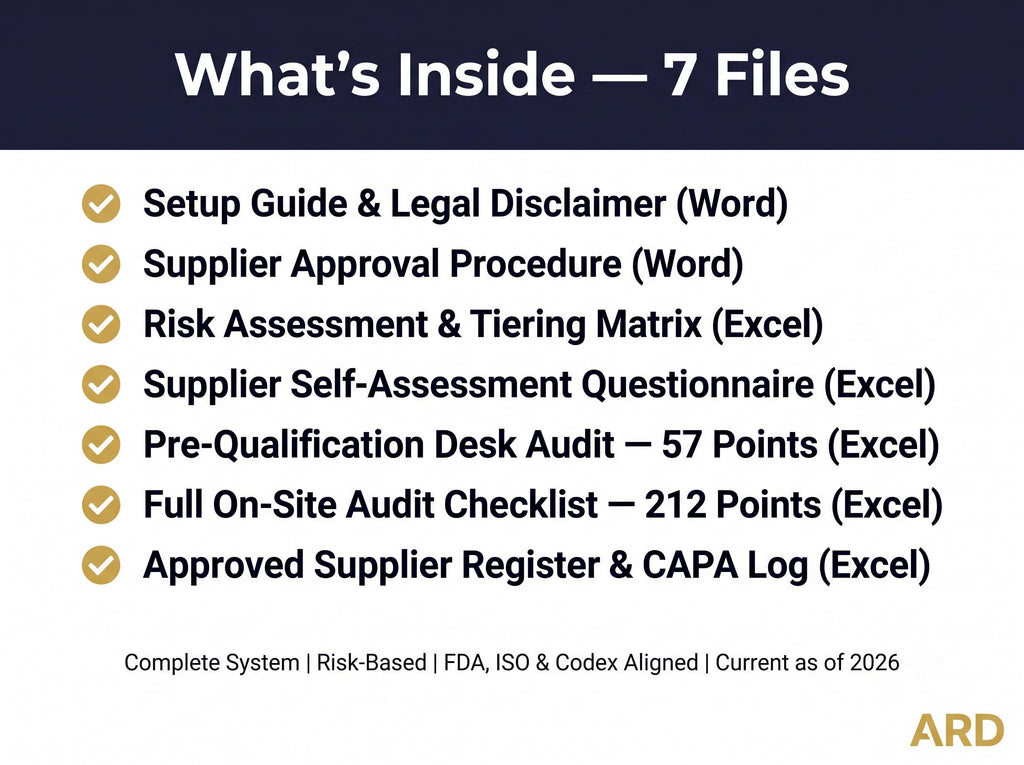 Supplier Approval Toolkit – Risk-Based Qualification System (Word, Excel)