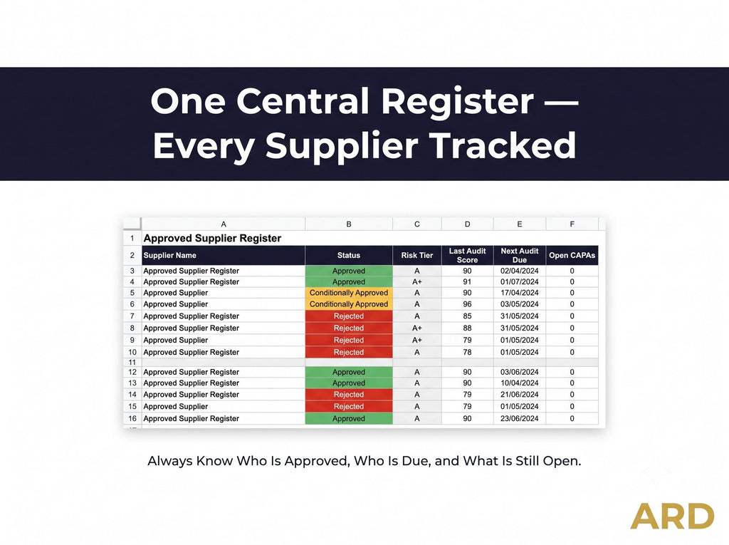 Supplier Approval Toolkit – Risk-Based Qualification System (Word, Excel)