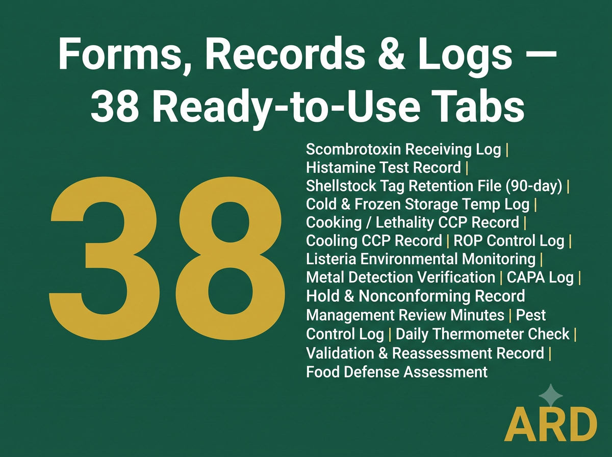 FDA Based HACCP Plan SEAFOOD Processing System Documentation Full Pack Complete Ready To Use