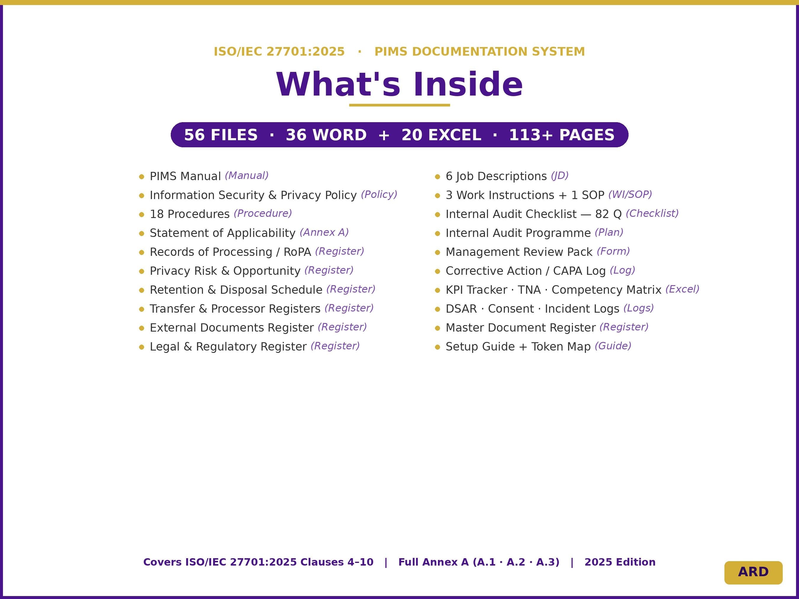 ISO/IEC 27701:2025 Privacy Information Management System Full Pack Documents