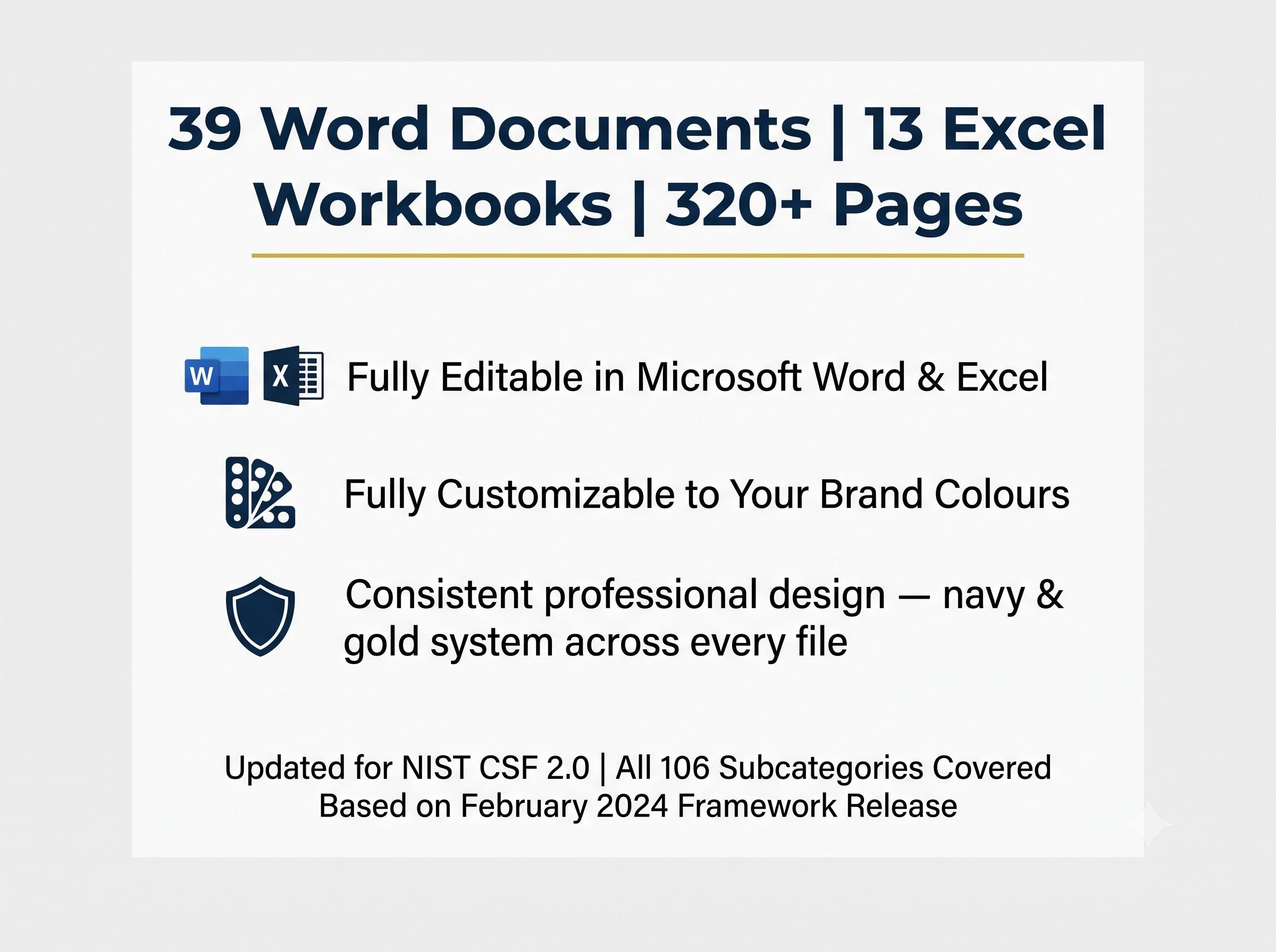 NIST CSF 2.0 Documentation System: Cybersecurity Policy Templates (Word & Excel)