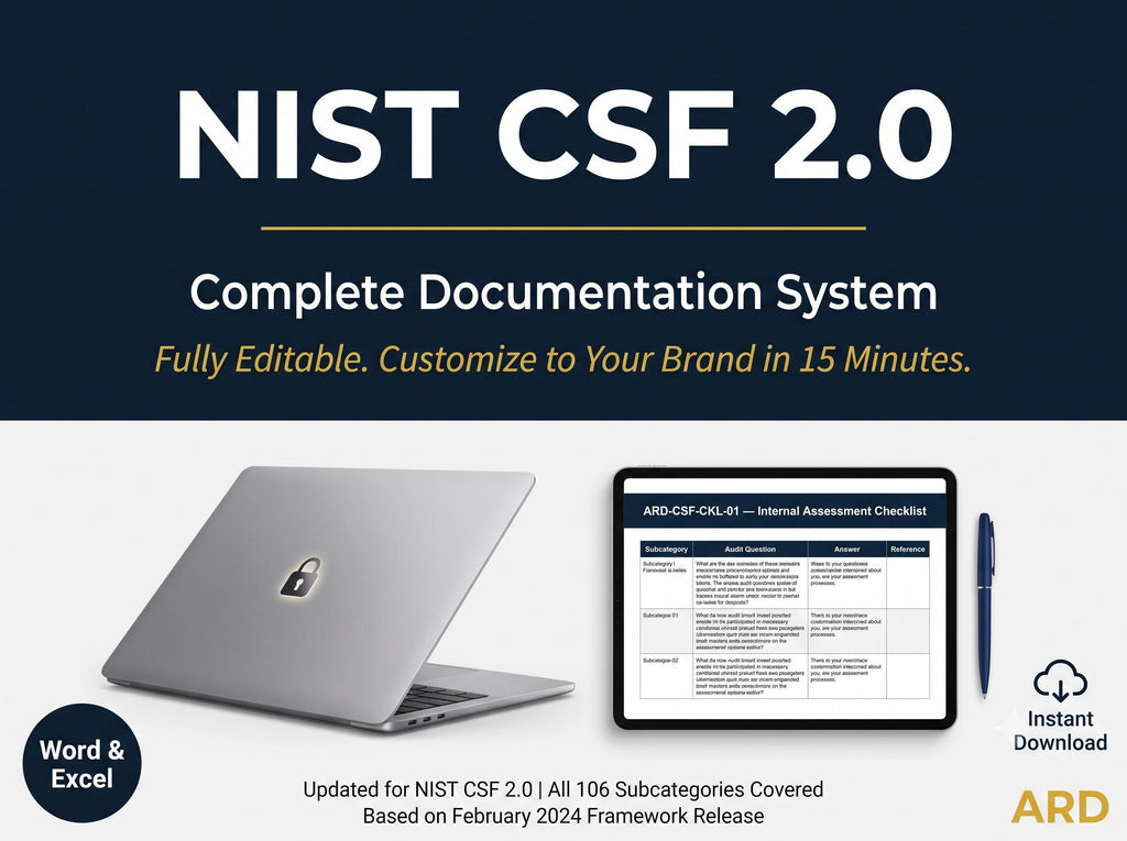 NIST CSF 2.0 Documentation System: Cybersecurity Policy Templates (Word & Excel)