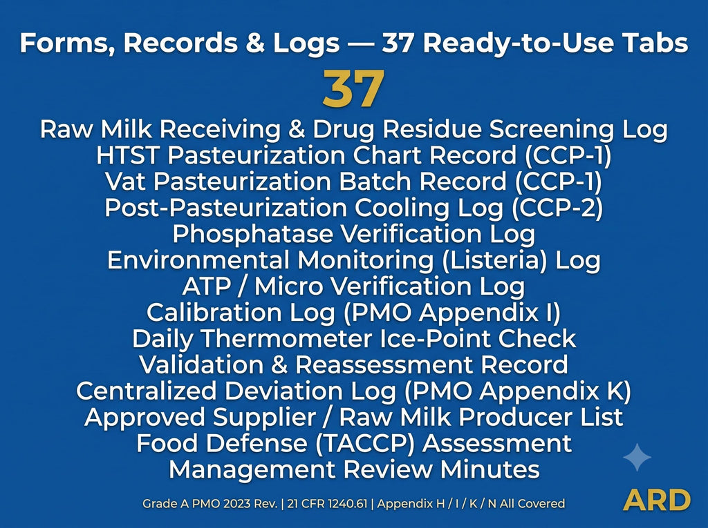 HACCP for Dairy Processing Documentation System Full Pack + ( Bonus Grade A PMO 2023 Compliant )