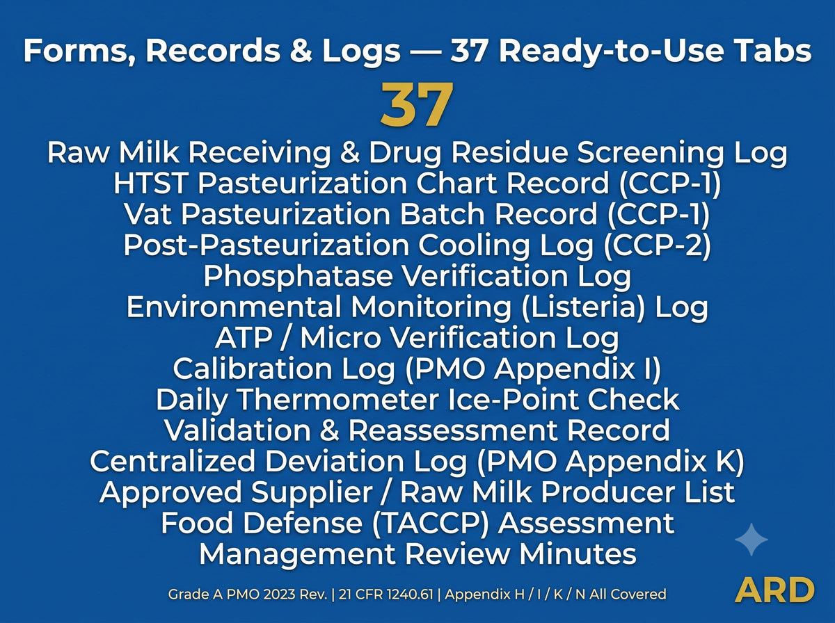 HACCP for Dairy Processing Documentation System Full Pack ( Bonus Grade A PMO 2023 Compliant )