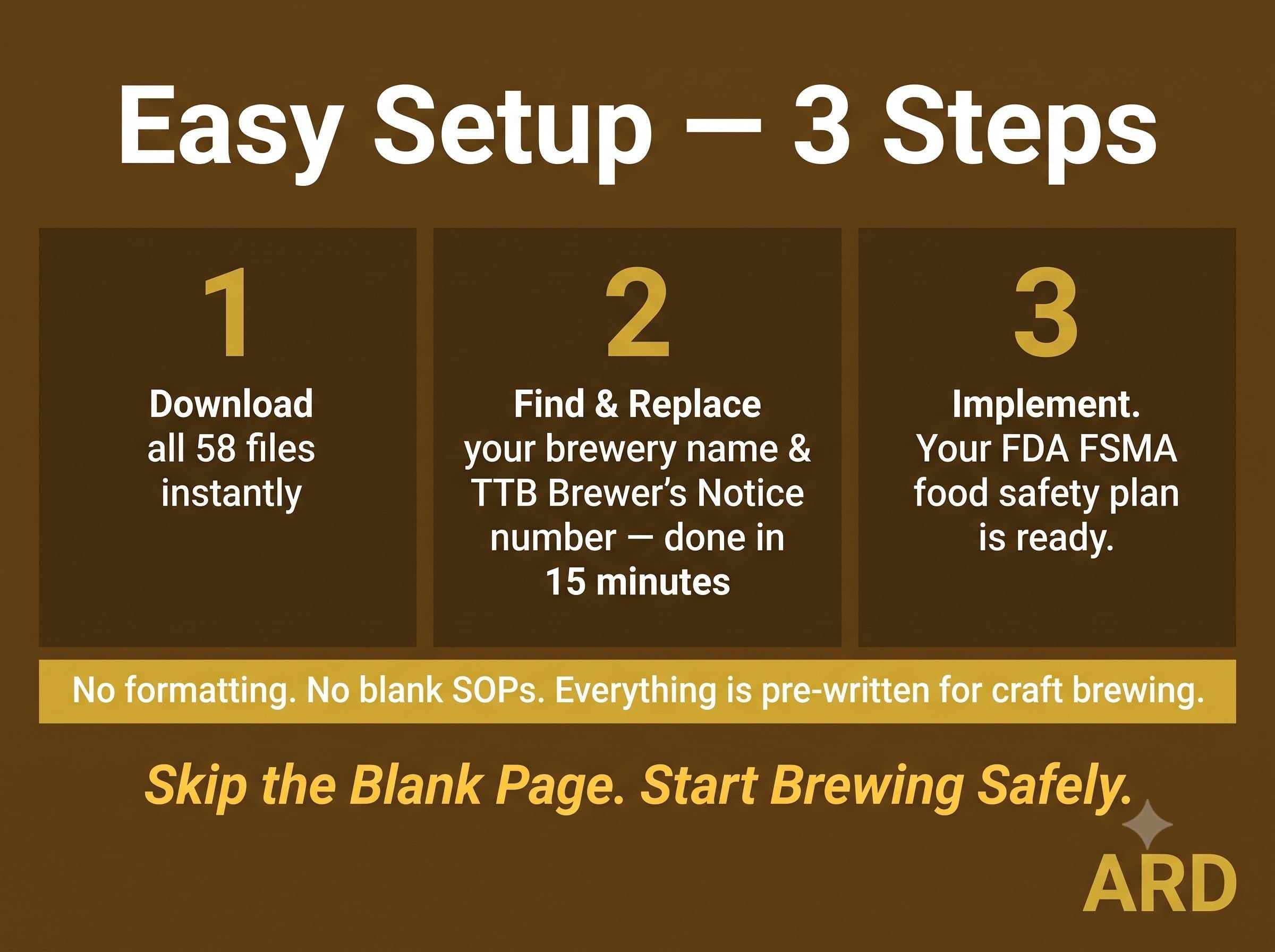 HACCP for Breweries Documentation System Full Pack + (Bonus FDA FSMA 21 CfR 117 Compliant )