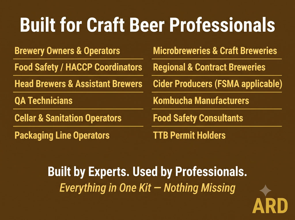 HACCP for Breweries Documentation System Full Pack + (Bonus FDA FSMA 21 CfR 117 Compliant )