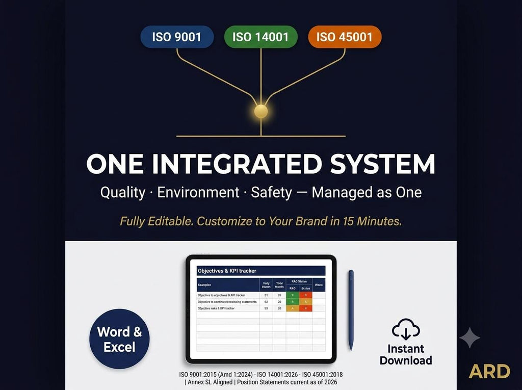 ISO 9001 + 14001 + 45001 Integrated Management System | Complete IMS Documentation | Full Pack Editable