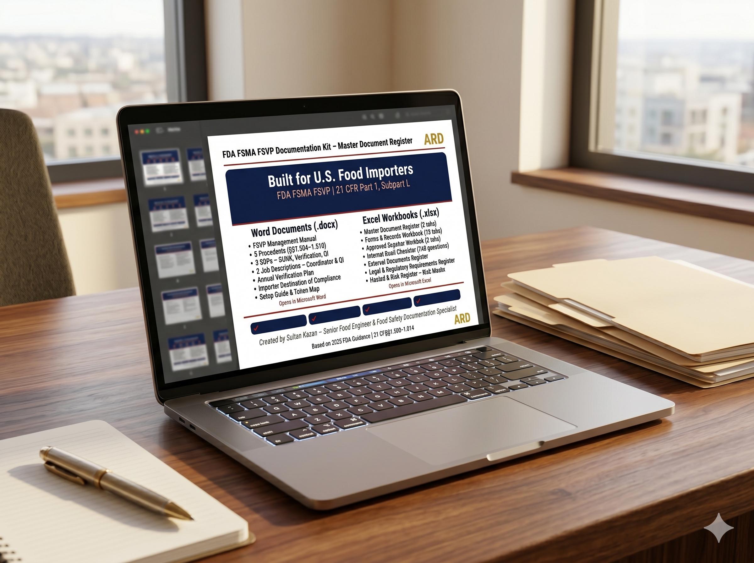 FSVP Documentation + FDA FSMA Foreign Supplier Verification Program System Full Pack Documents