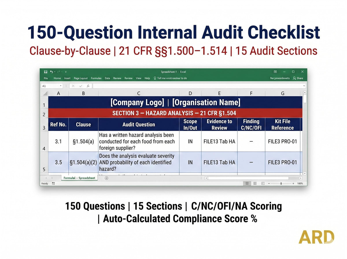 FSVP Documentation + FDA FSMA Foreign Supplier Verification Program System Full Pack Documents