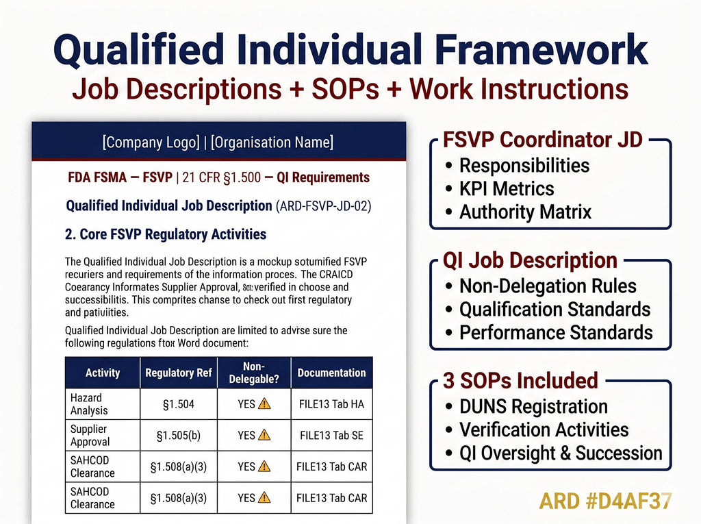 FSVP Documentation + FDA FSMA Foreign Supplier Verification Program System Full Pack Documents