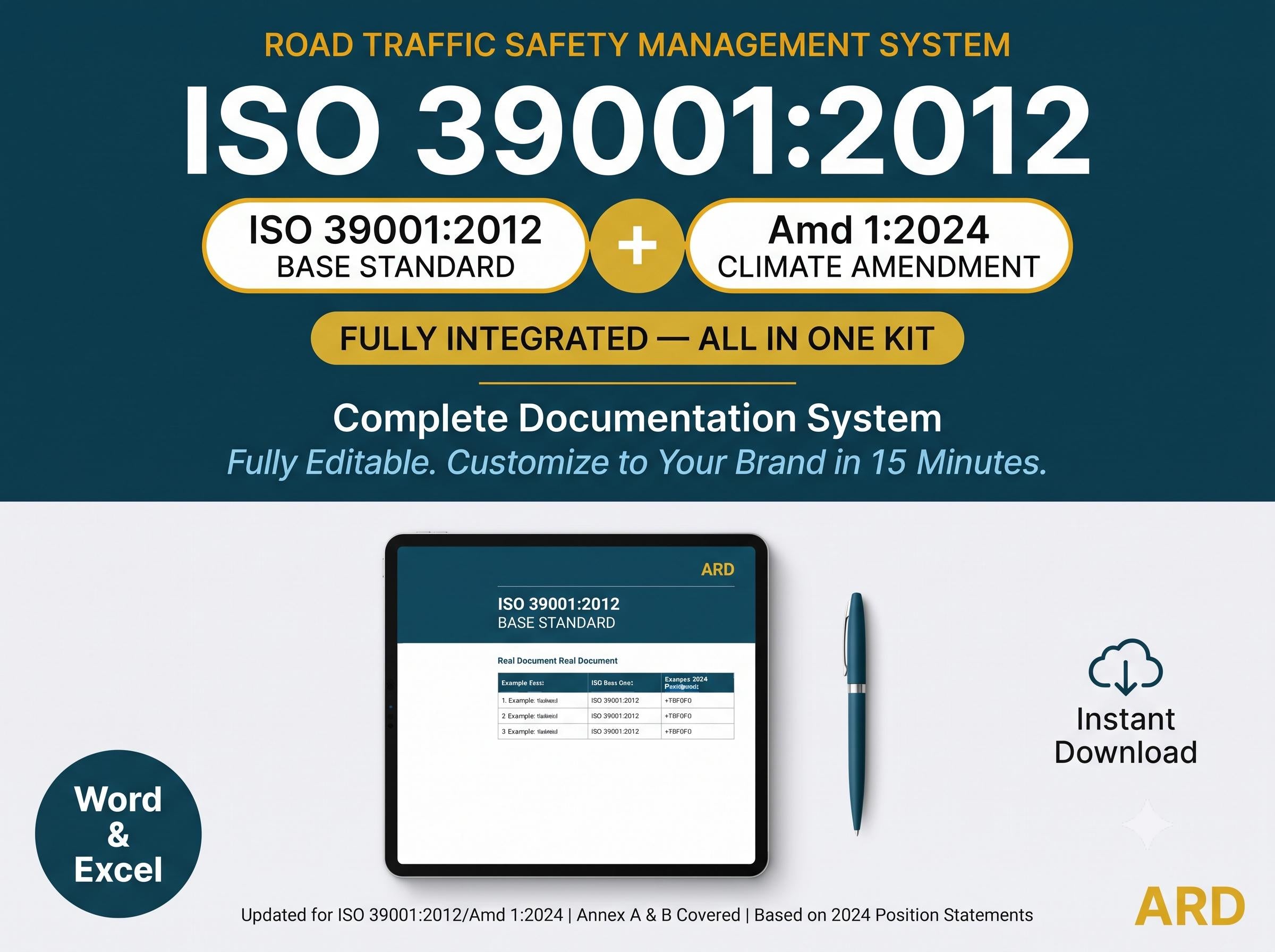 ISO 39001:2012 Road Safety Management System Full Pack Documents