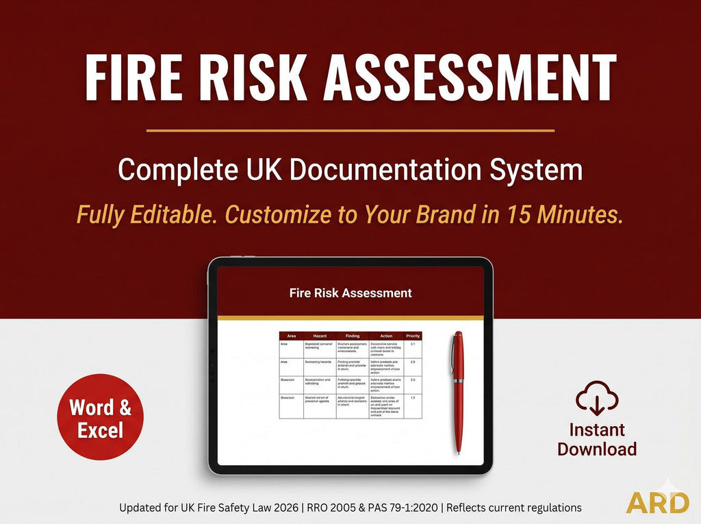 UK Fire Risk Assessment System, Editable Word Excel Documents (RRO 2005, PAS 79-1)