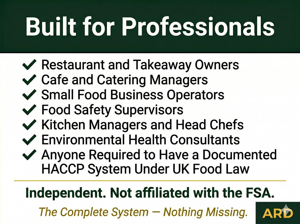 UK Food Safety Management | HACCP Kit for UK Law Systems Full Pack Documents