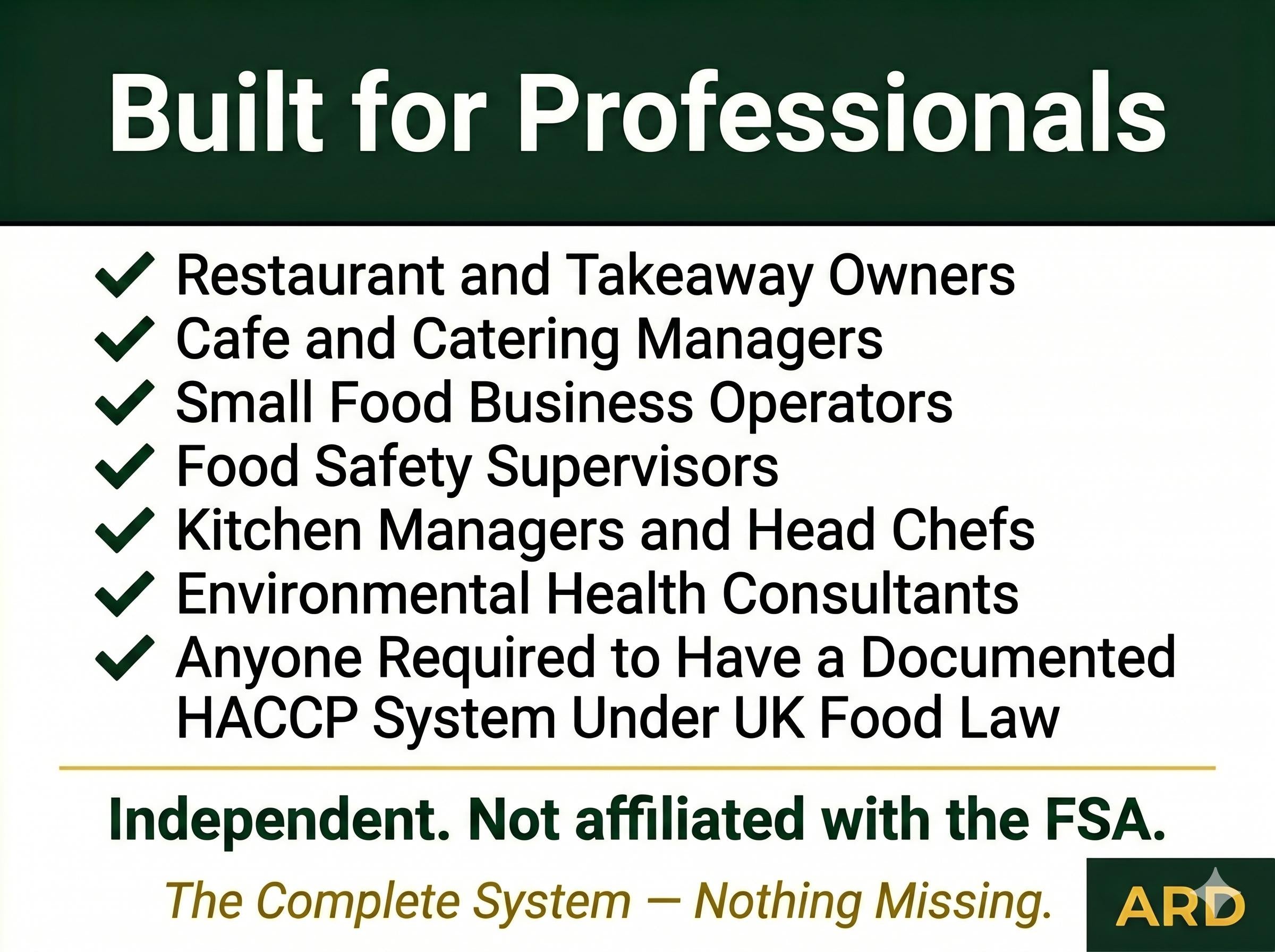 UK Food Safety Management | HACCP Kit for UK Law Systems Full Pack Documents