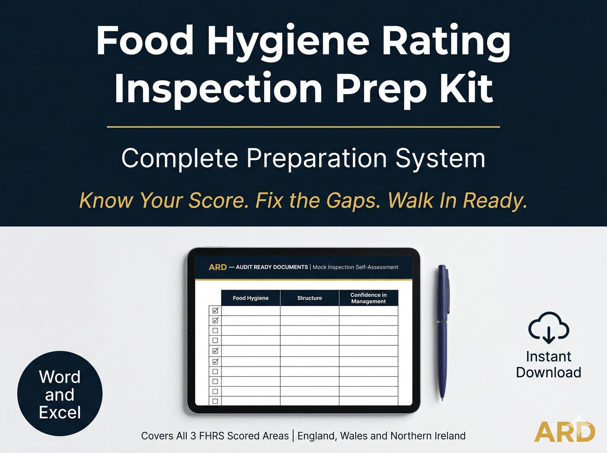 Food Hygiene Inspection Prep Kit | FHRS Score Higher Documents (Digital Download)