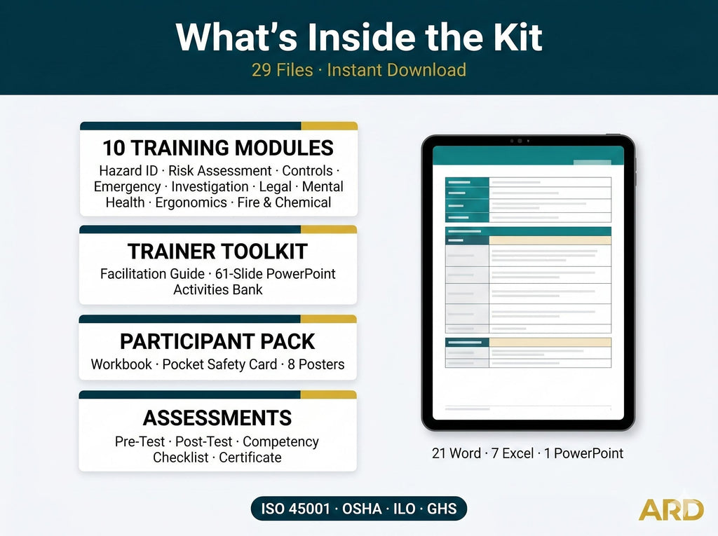 Complete Employee Safety Training Pack | 10 Modules, ISO 45001, OSHA GHS (Instant Download)