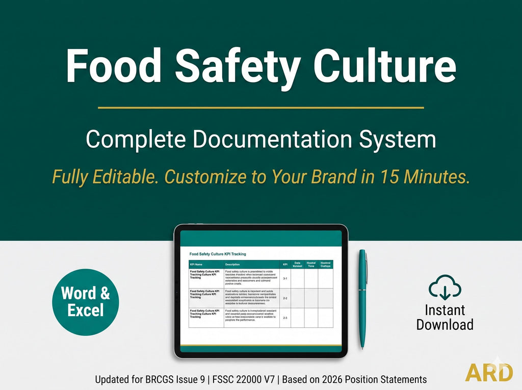 Food Safety Culture Full Pack System Documents | ( Based BRCGS, FSSC, SQF )