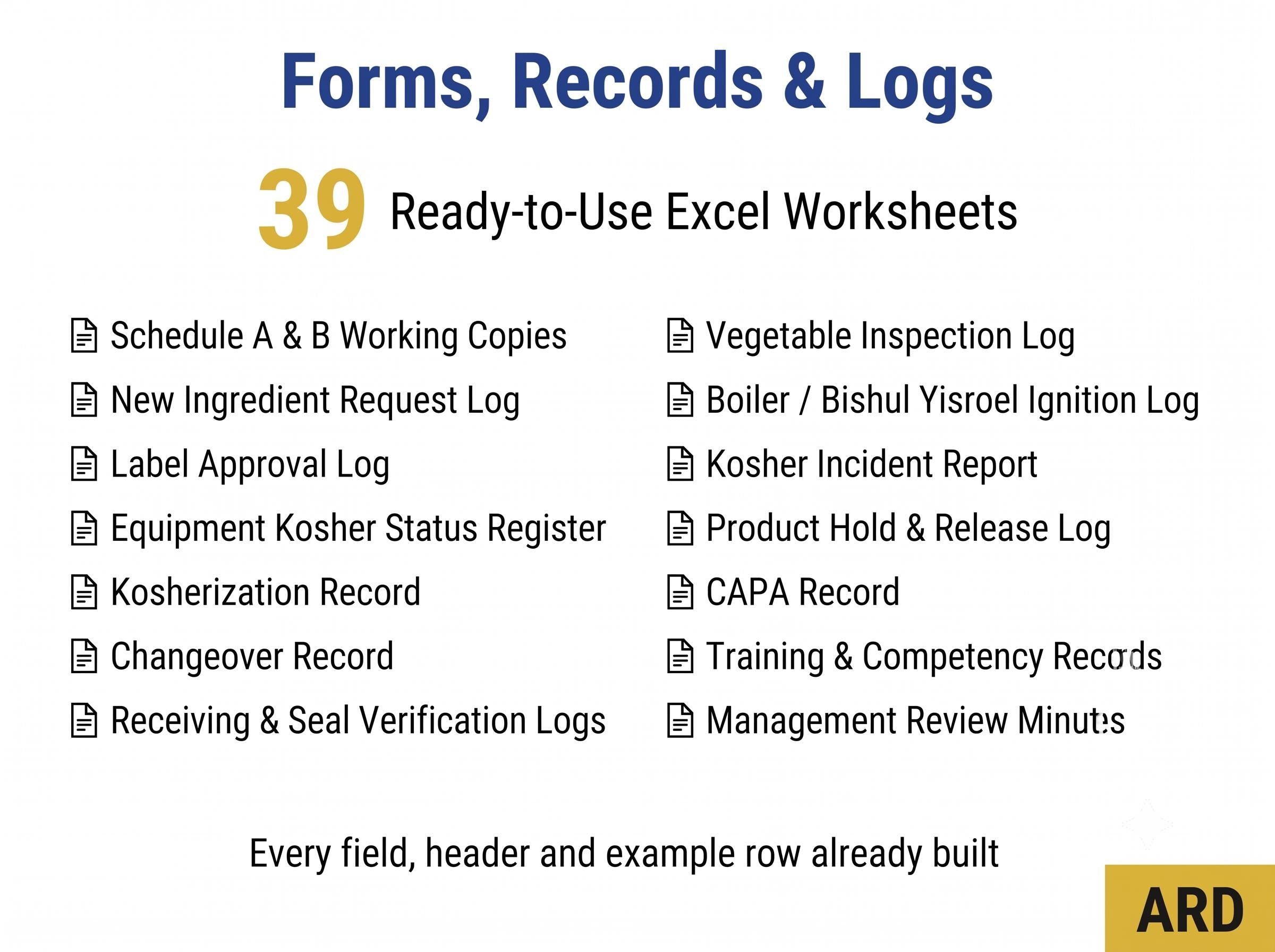 Kosher Compliance Documentation Full Pack 38 Editable Files | Save 100+ Hours | Works With Any Agency (OU OK Star-K) | Word & Excel