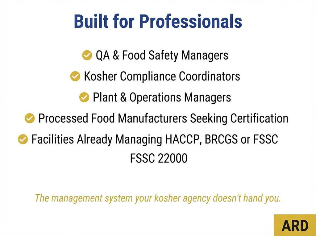 Kosher Compliance Documentation Full Pack 38 Editable Files | Save 100+ Hours | Works With Any Agency (OU OK Star-K) | Word & Excel