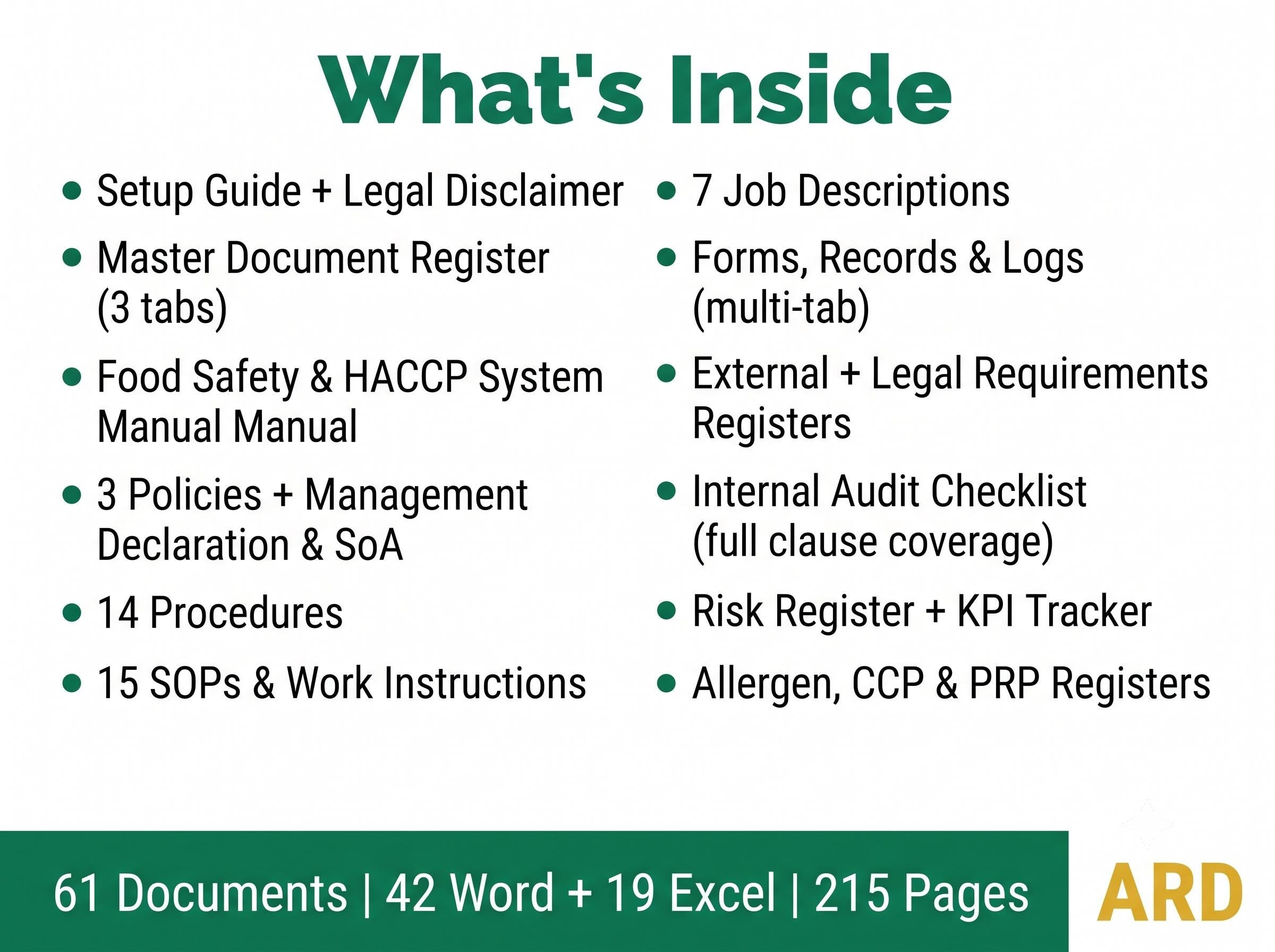 HACCP Food Safety Management System Full Pack Documents
