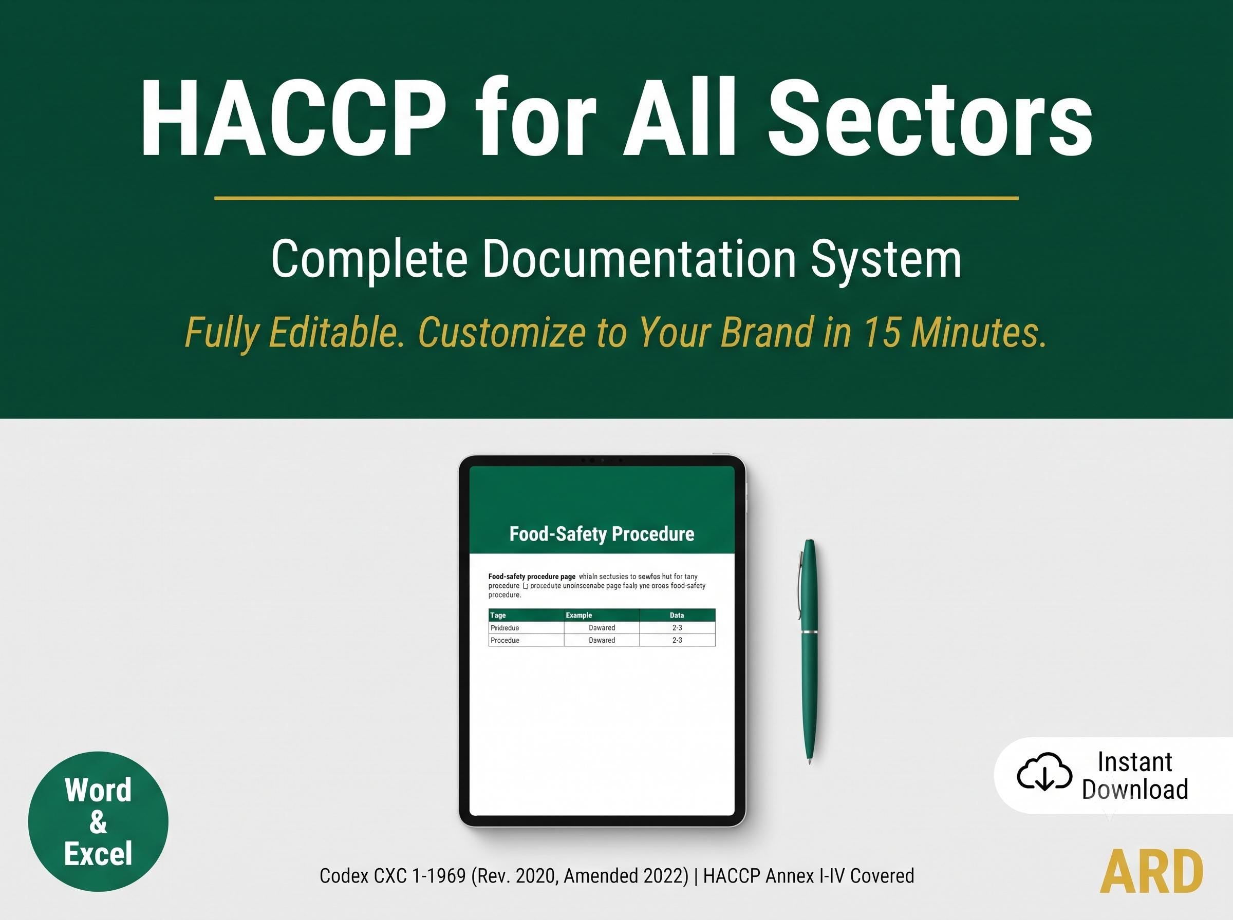 HACCP Food Safety Management System Full Pack Documents