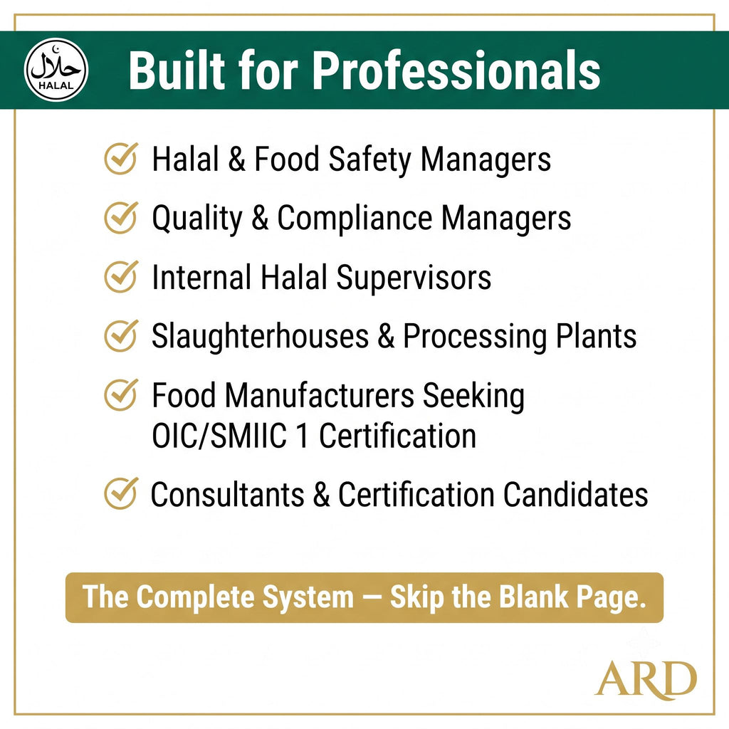 Halal Certification Documentation System Full Pack | OIC/SMIIC 1:2019 | 48 Editable Files | HACCP Slaughter Traceability Audit Records