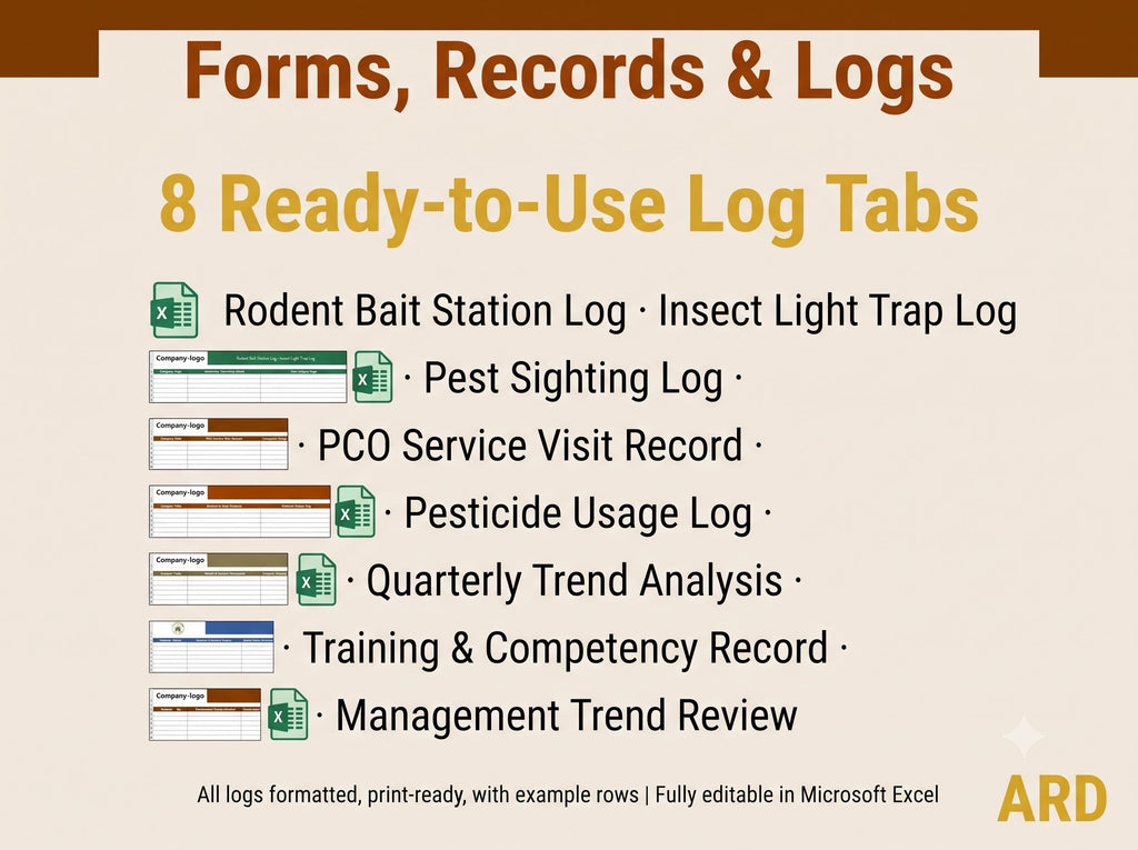 Pest Control System IPM Program Documents Full Pack for Food Manufacturing ISO 22000 BRCGS HACCp