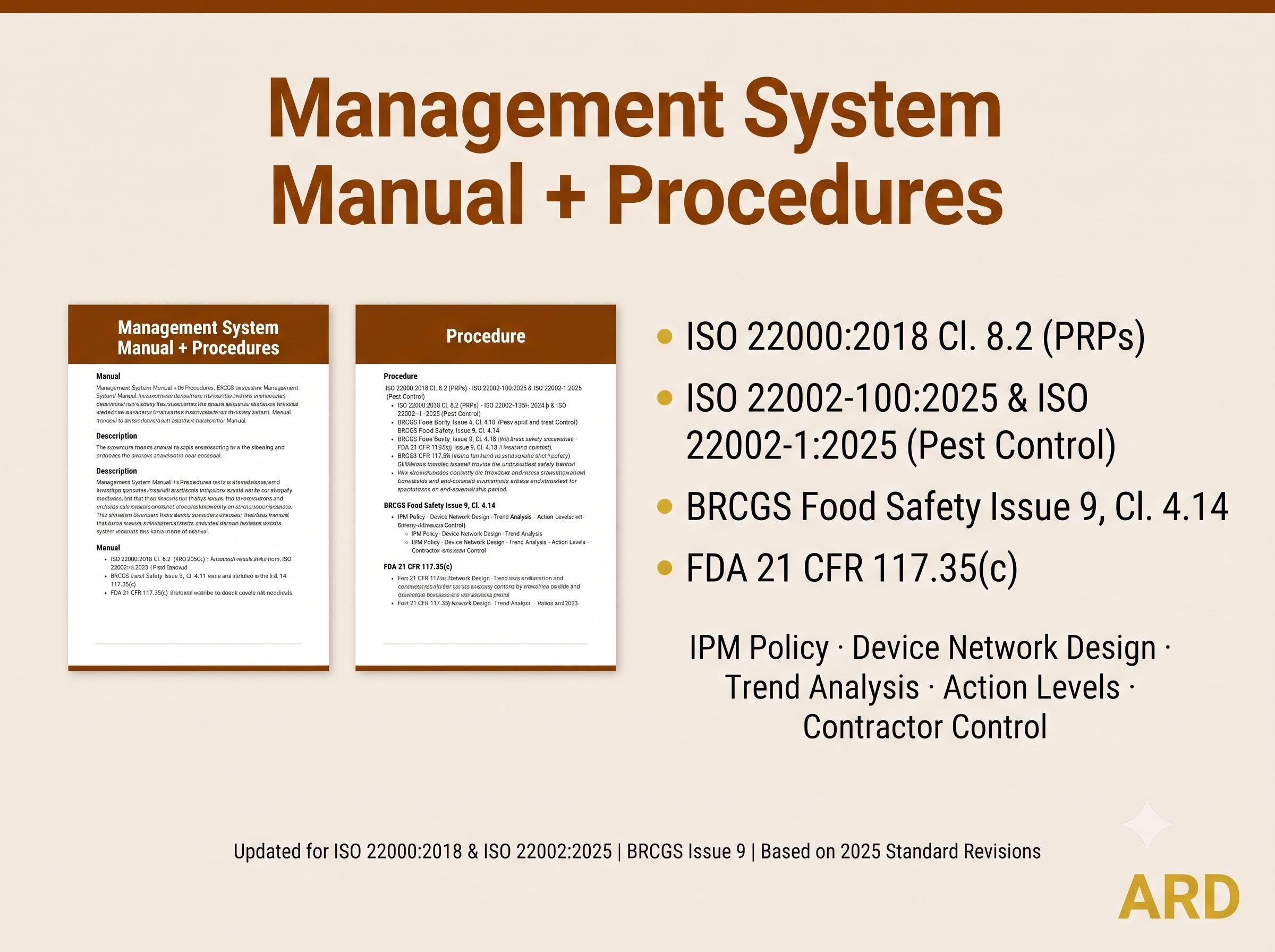 Pest Control System IPM Program Documents Full Pack for Food Manufacturing ISO 22000 BRCGS HACCp