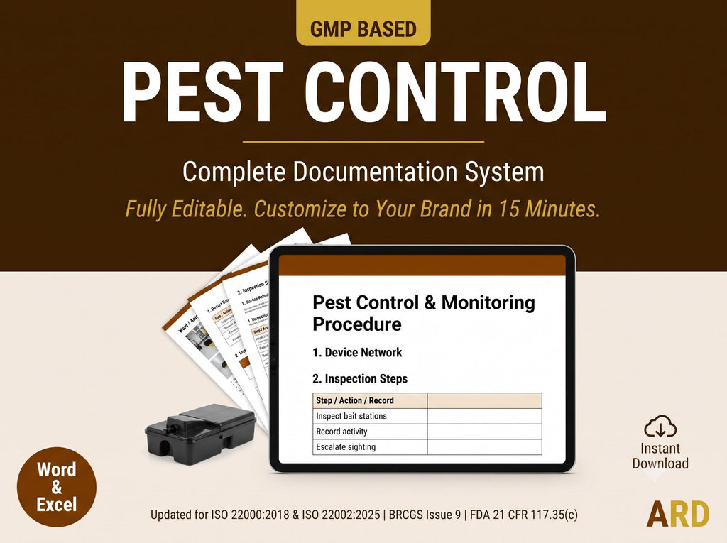 Pest Control System IPM Program Documents Full Pack for Food Manufacturing ISO 22000 BRCGS HACCp