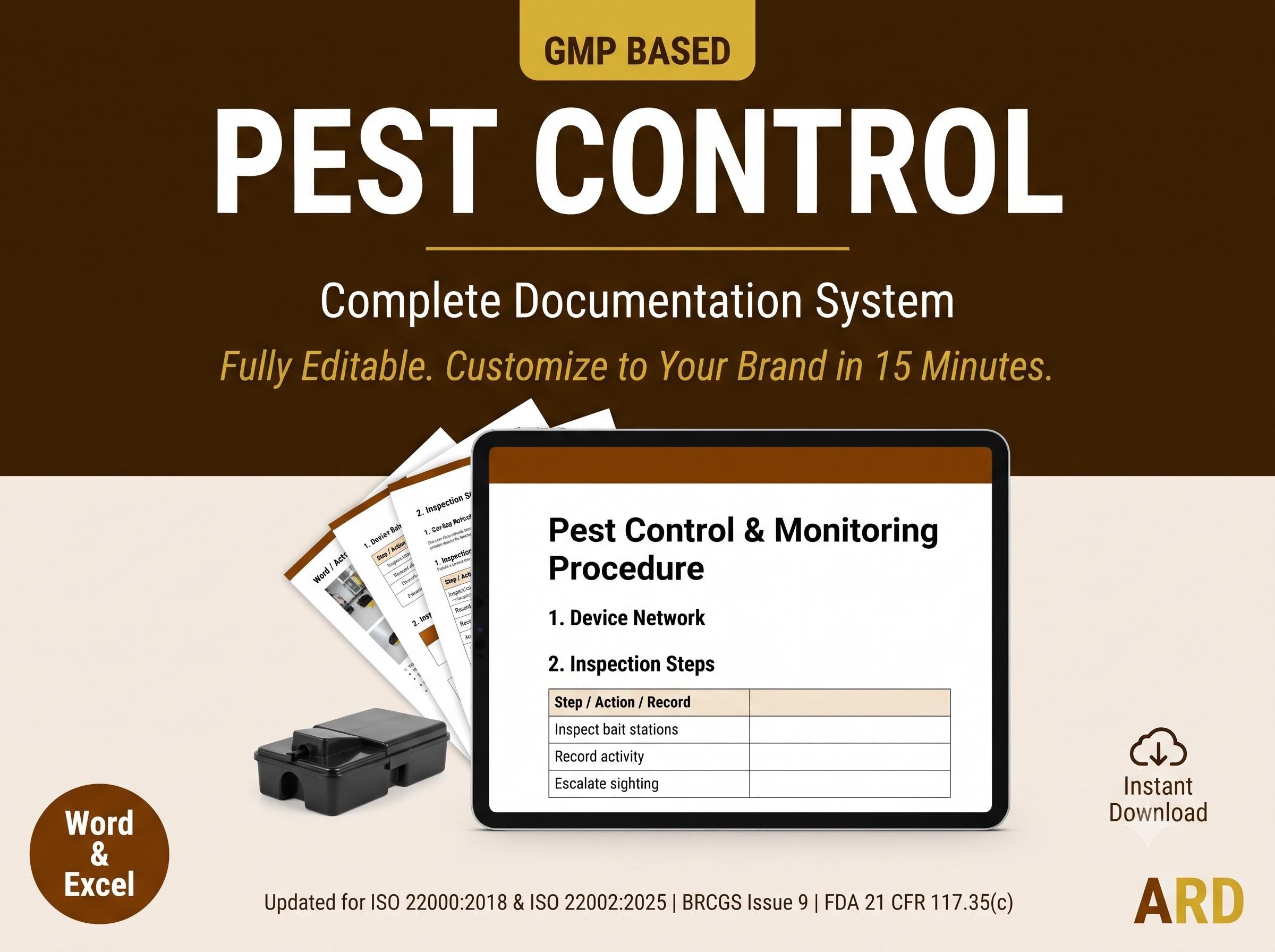 Pest Control System IPM Program Documents Full Pack for Food Manufacturing ISO 22000 BRCGS HACCp