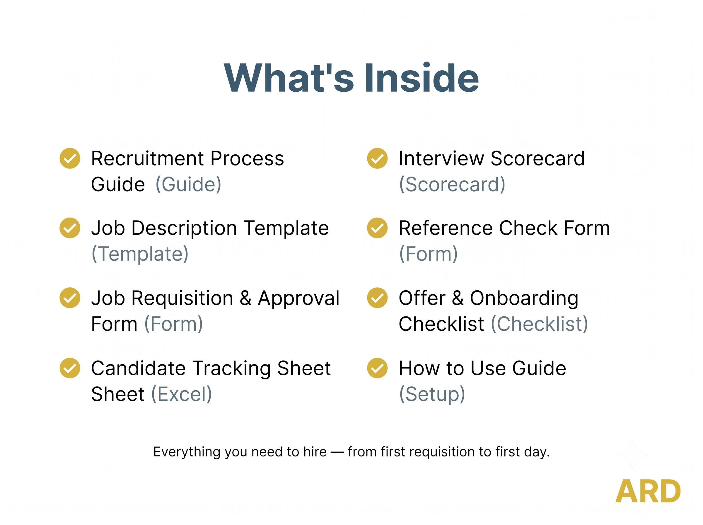 Recruitment Toolkit | Hiring Templates for Small Business | Interview Scorecard Job Description Requisition Reference Offer Onboarding