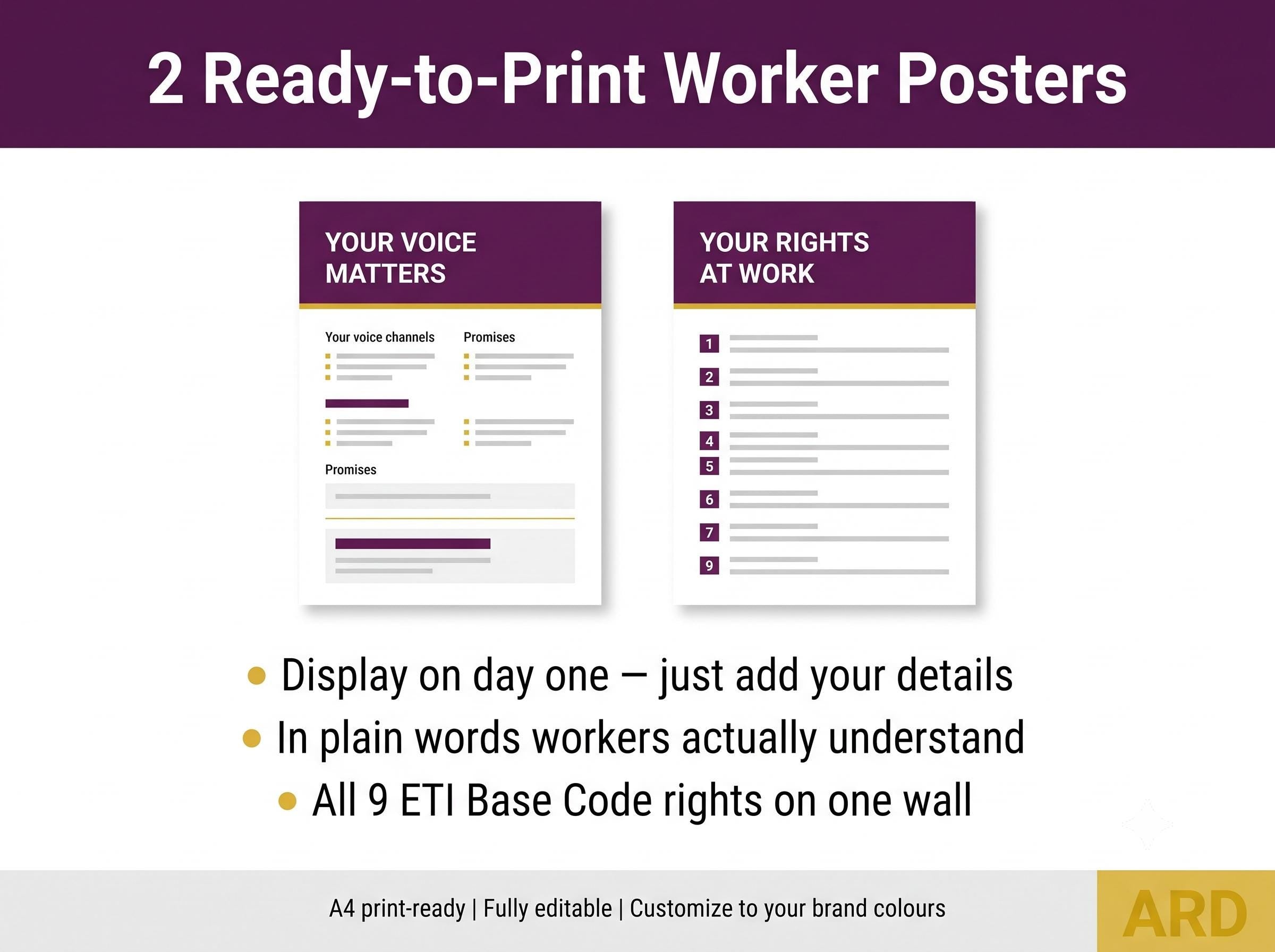 Grievance & Worker Voice System Full Pack + BONUS Posters | SMETA Sedex ETI Audit | Editable Word Excel Policy Procedure Worker Rights