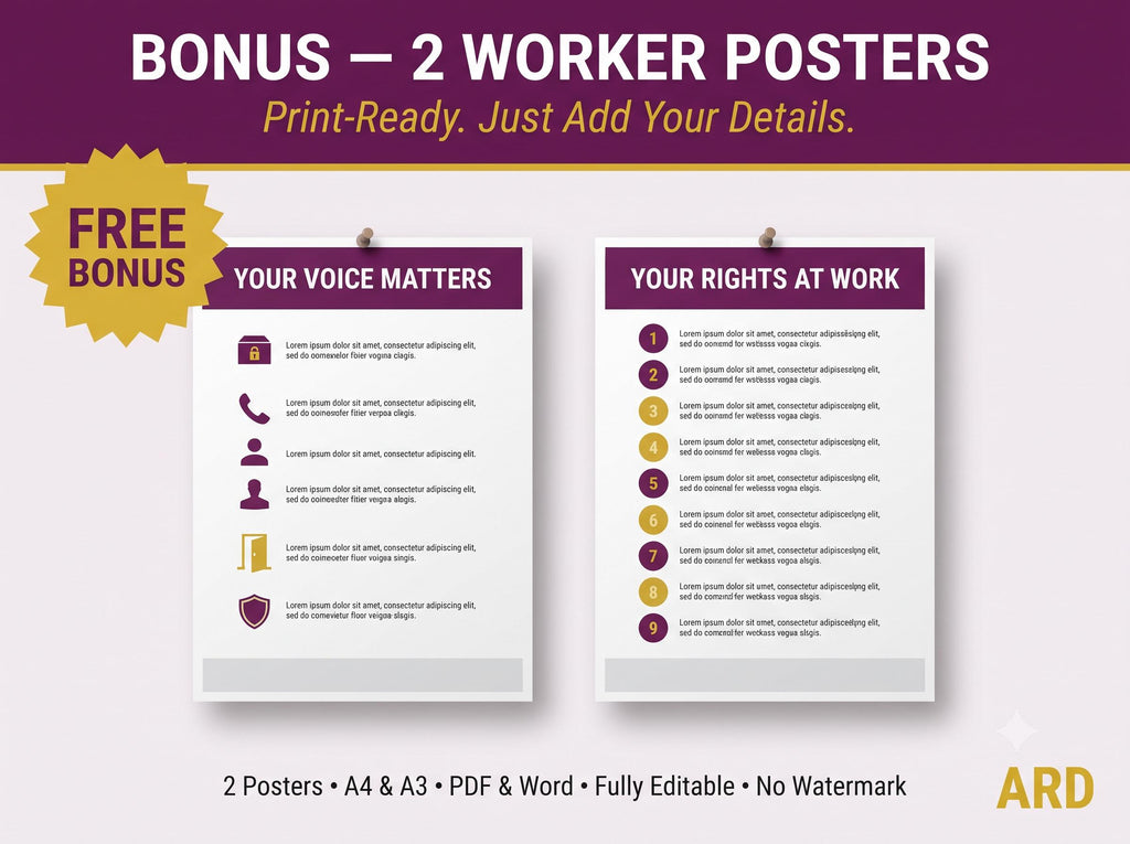 Grievance & Worker Voice System Full Pack + BONUS Posters | SMETA Sedex ETI Audit | Editable Word Excel Policy Procedure Worker Rights