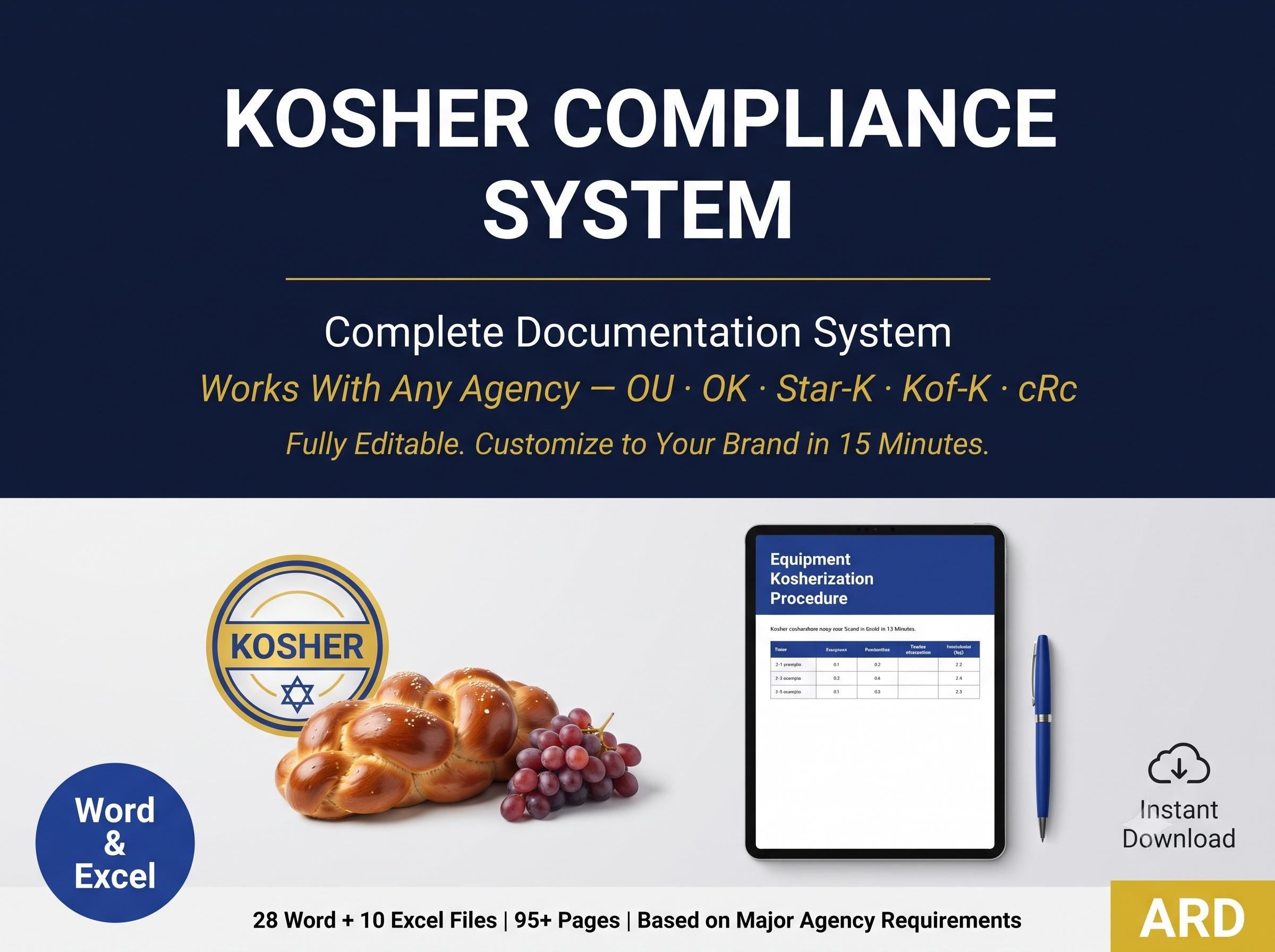 Kosher Compliance Documentation Full Pack 38 Editable Files | Save 100+ Hours | Works With Any Agency (OU OK Star-K) | Word & Excel
