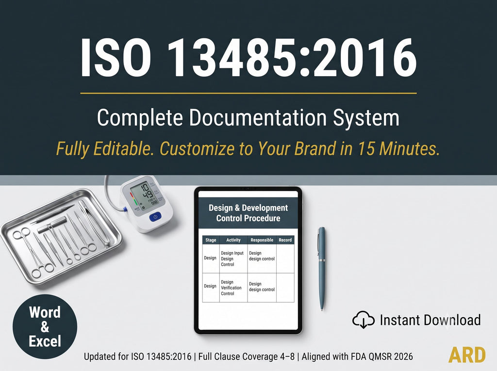 ISO 13485:2016 Medical Device QMS Full Pack System Documents