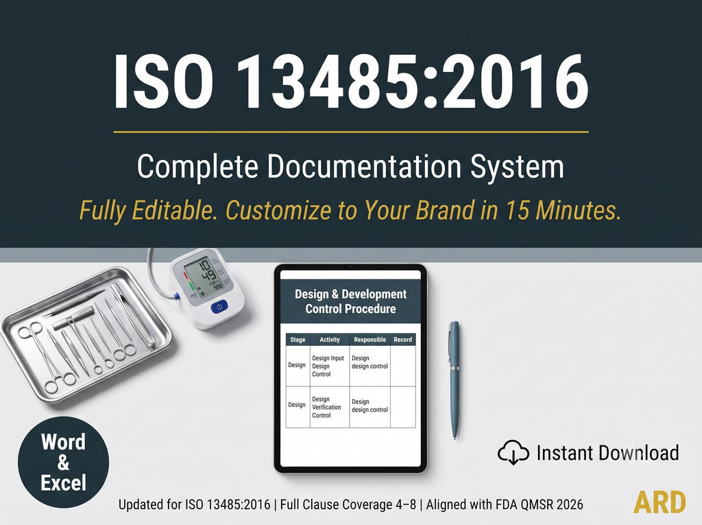 ISO 13485:2016 Medical Device QMS Full Pack System Documents