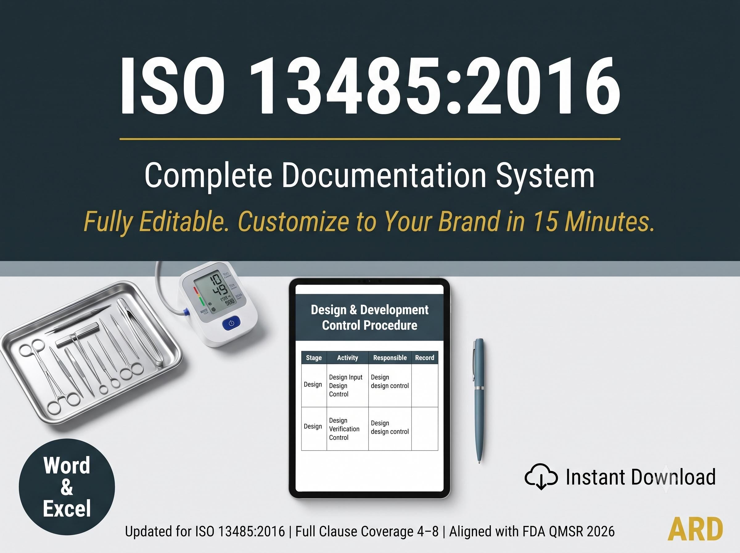 ISO 13485:2016 Medical Device QMS Full Pack System Documents
