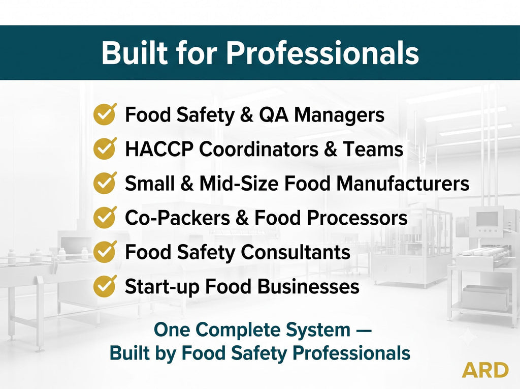 FDA HACCP Food Safety Documentation System Full Pack For All Sectors ( NACMCF CGMp SSOp ), Editable Word Excel, Digital Download
