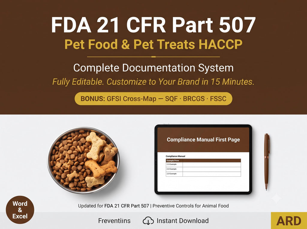 Pet Food HACCP FDA 21 CFR Part 507 Documentation System Full Pack All İn One