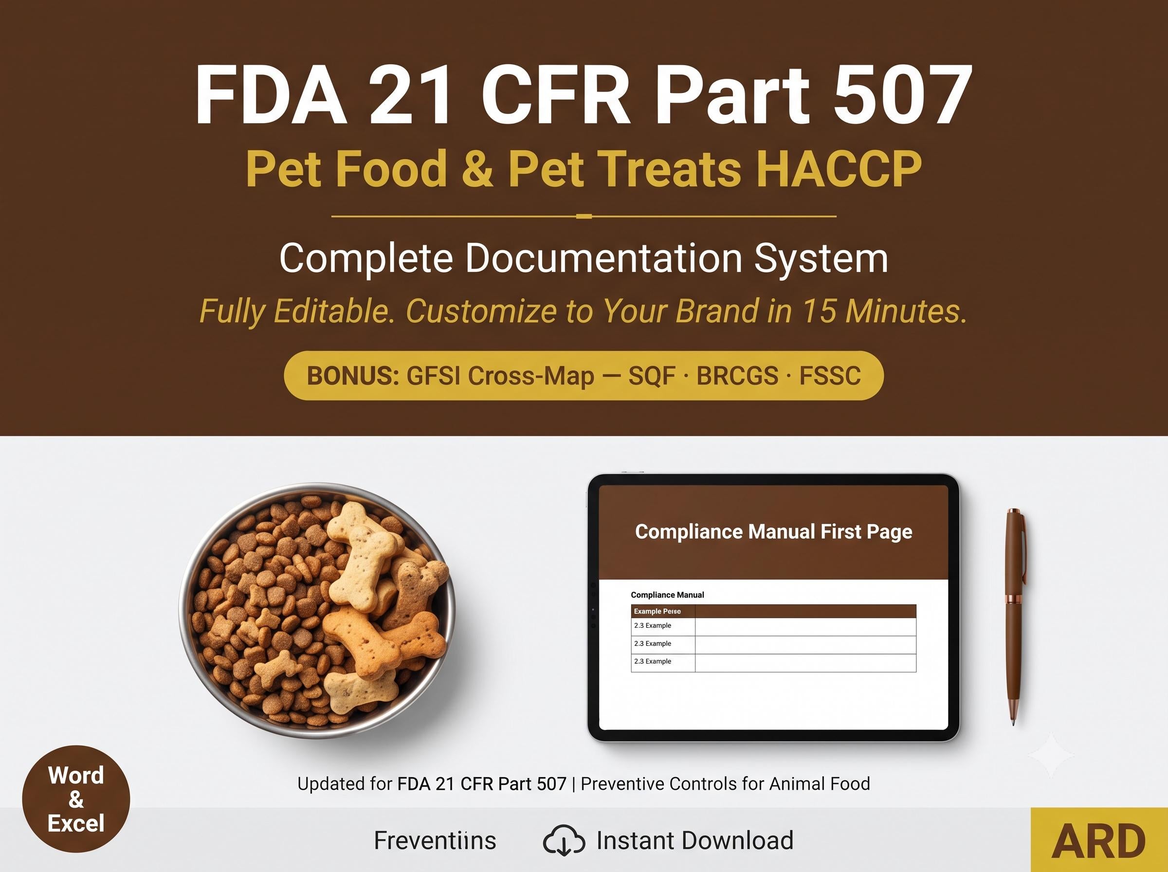 Pet Food HACCP FDA 21 CFR Part 507 Documentation System Full Pack All İn One