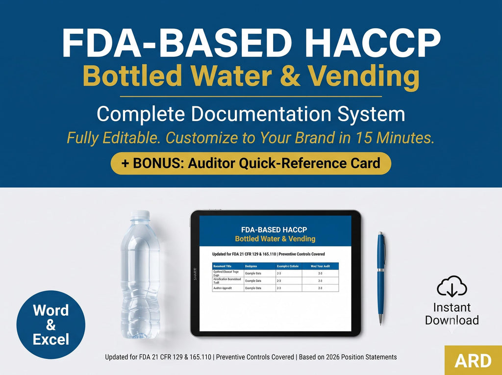 FDA Based Bottled Water HACCP Food Management System Full Pack ( 21 CFR 129 165.110 )