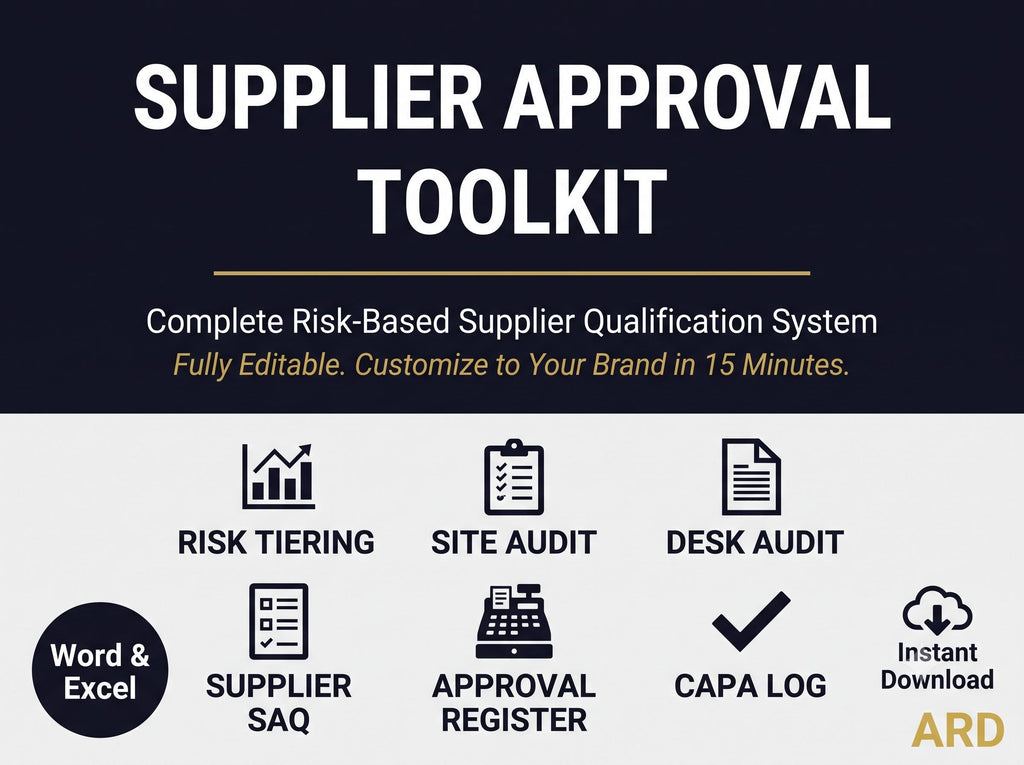 Supplier Approval Toolkit – Risk-Based Qualification System (Word, Excel)