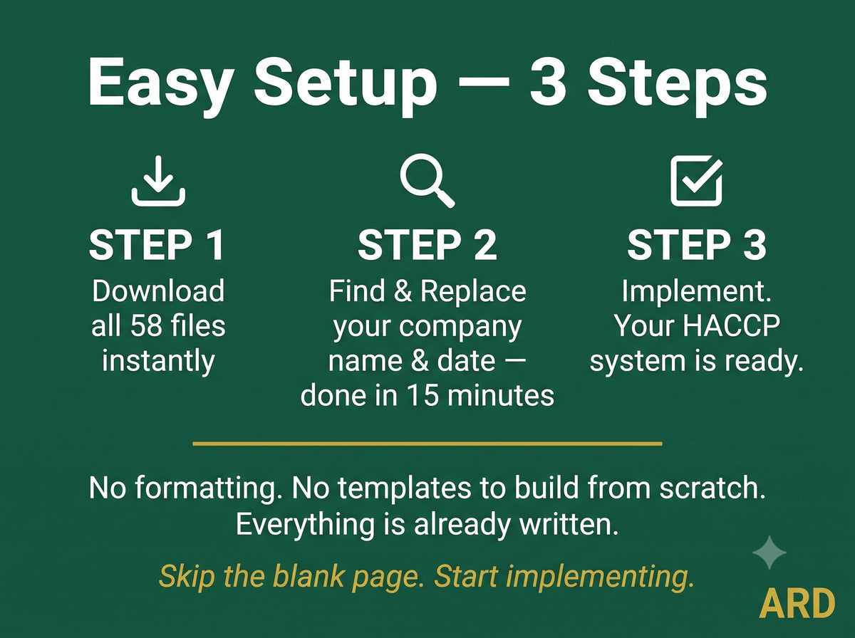 FDA Based HACCP Plan SEAFOOD Processing System Documentation Full Pack Complete Ready To Use