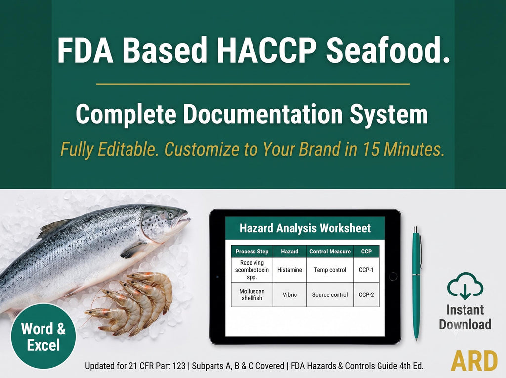 FDA Based HACCP Plan SEAFOOD Processing System Documentation Full Pack Complete Ready To Use