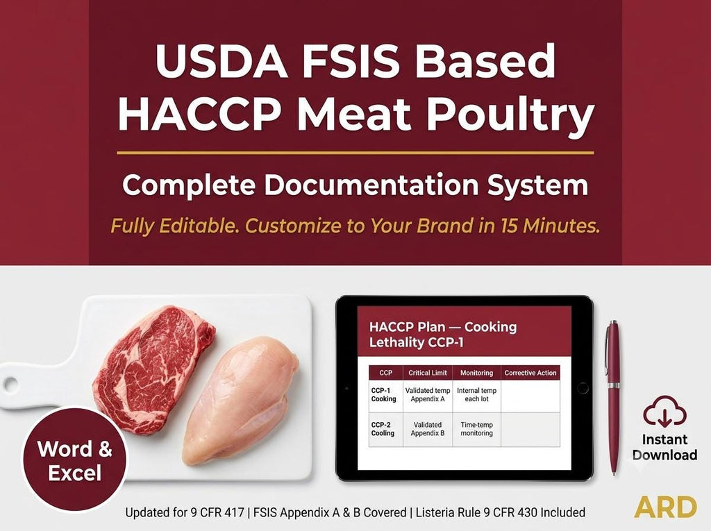 HACCP for Meat & Poultry Documentation System Full Pack + (Bonus 9 CFR FSIS )