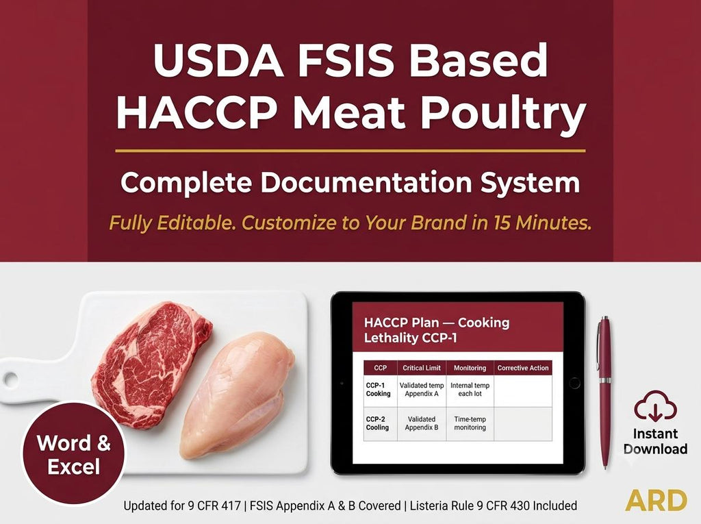 HACCP for Meat & Poultry Documentation System Full Pack + (Bonus 9 CFR FSIS )