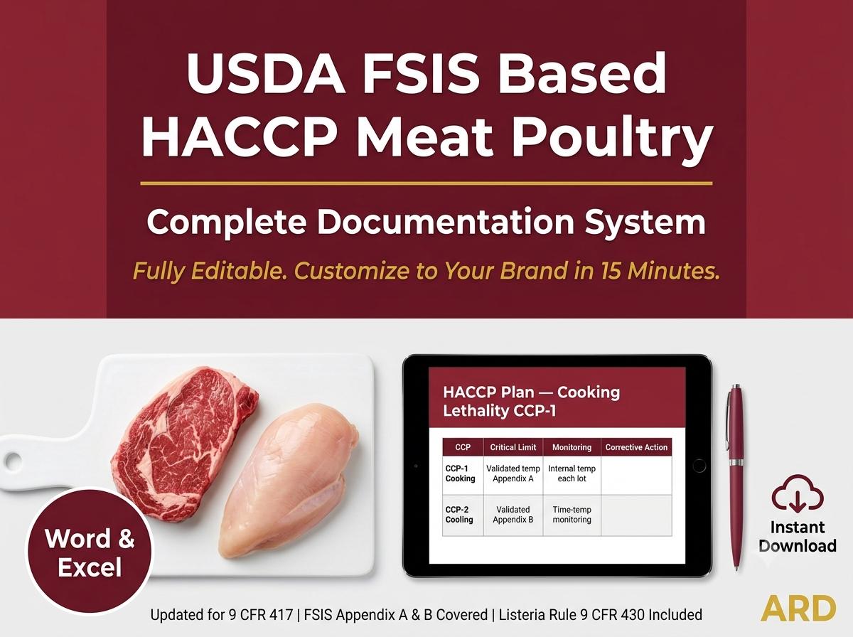 HACCP for Meat & Poultry Documentation System Full Pack + (Bonus 9 CFR FSIS )