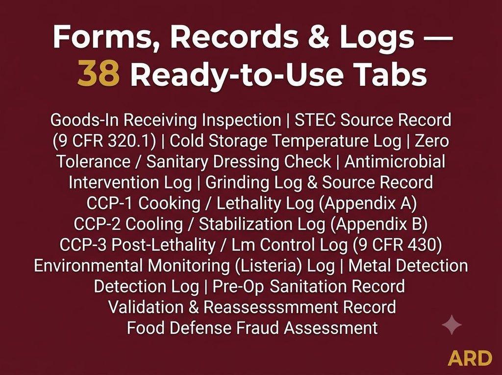 HACCP for Meat & Poultry Documentation System Full Pack + (Bonus 9 CFR FSIS )